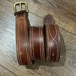 Vega holster gun belt Brown Leather with Gold Buckle made in Italy